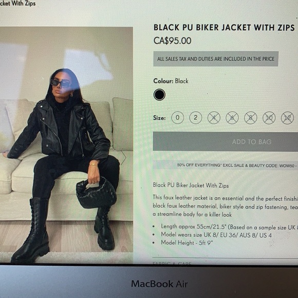 PLT Faux Leather Biker Jacket with Zips - Picture 5 of 5